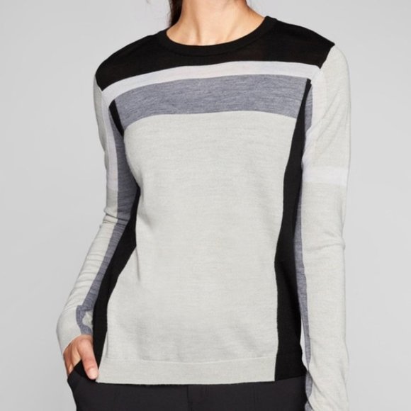 Athleta Strobe Colorblock Merino Wool Sweater - EUC - XL - Picture 1 of 9